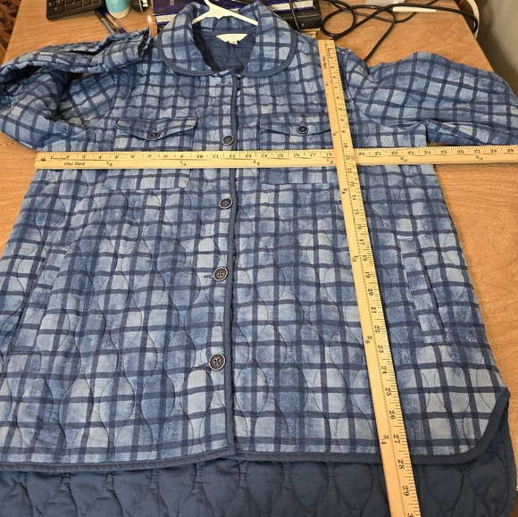 🔴 Time N Tru Plaid Blue Checkered Jacket Lightly Quilted XL 16 to 18 Essential - Picture 13 of 15